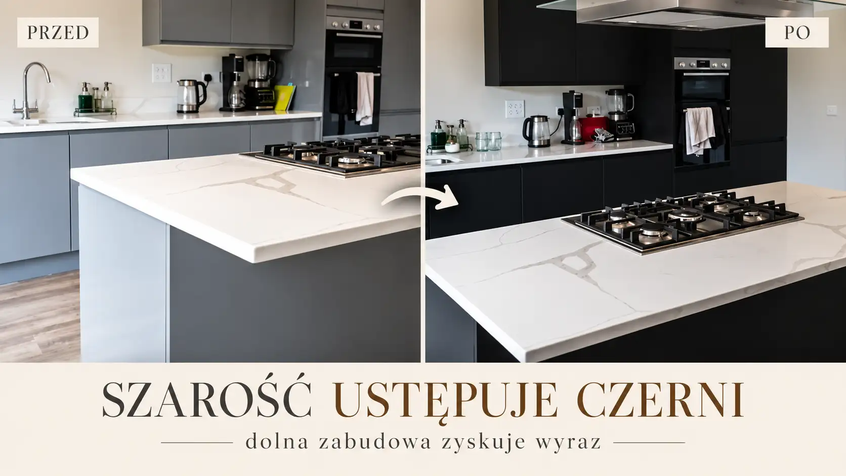 Kuchnia przed i po zmianie koloru frontów